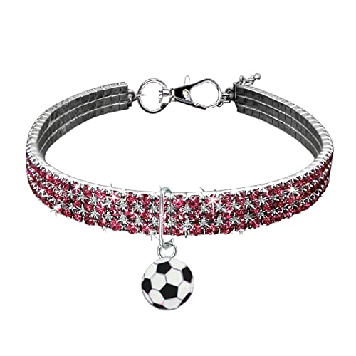 Factorys Fußball-Kollektion, Halskette für Hunde und Katzen, 3 Farben, Strass-Halsband Halsband 4 cm Breit (Pink, One Size) von Factorys