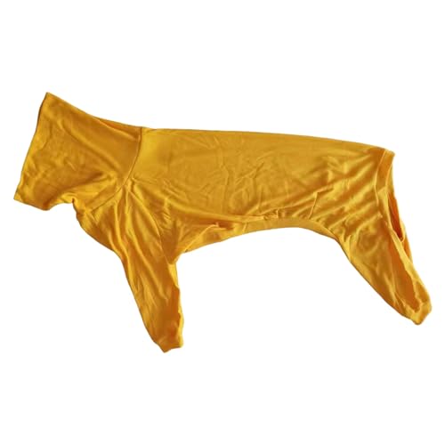 Factorys Haustierkleidung für Hunde, langes Latz mit Quad-Rücken, eng anliegende, einfarbige Kleidung mit Kapuze (Yellow, XXL) von Factorys