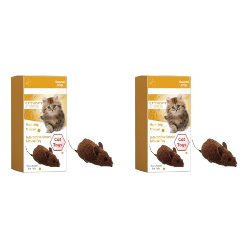 Factorys Katzenspielzeug Mäuse Aufziehbare Mäuse Katzenjäger Mäusespielzeuge, Interaktive Spielzeug Maus für Katzenauslauf und gegen Langeweile (2 Stück) von Factorys