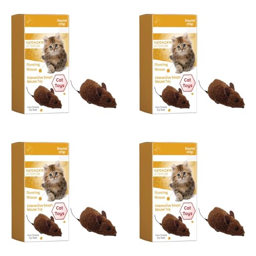 Factorys Katzenspielzeug Mäuse Aufziehbare Mäuse Katzenjäger Mäusespielzeuge, Interaktive Spielzeug Maus für Katzenauslauf und gegen Langeweile (4 Stück) von Factorys
