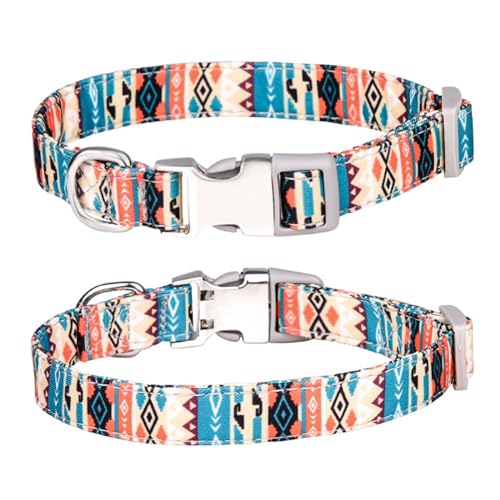 Factorys Mehrfarbig bedrucktes Haustierhalsband mit Anti-Verlust-Buchstaben-graviertem Hundehalsband im Boho-Stil. Hundeleinenhalsband Halsband Strass (B, L) von Factorys