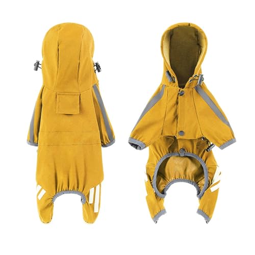 Factorys Pet Haustier-Regenmantel für Hunde, vierbeiniger Regenmantel, Größe für Hunde, Haustier, regnerischer Tag, Ausflugskleidung (Yellow, XL) von Factorys