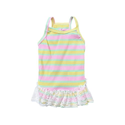 Factorys Sommerkleidung für Welpen, ärmellose gestreifte Weste, T-Shirt, Haustier-Tutu-Rock, Katzenkleider Hundepullover Blau (B, XL) von Factorys