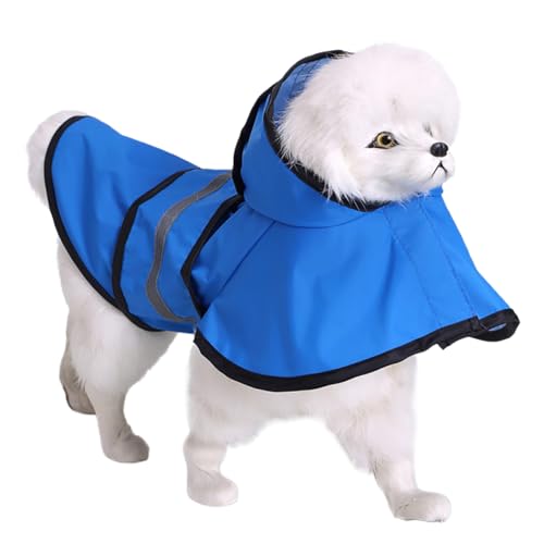 Factorys Vier Jahreszeiten Haustier Regenmantel Große und kleine Hunde Regenmantel Reflektierende Streifen Einfacher Stil Haustier Outdoor-Aktivitäten Regenausrüstung Regenbogen Regenjacke (Blue, S) von Factorys