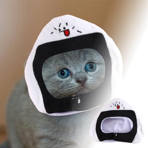 Factorys Weihnachten Katzenkostüm Reishut Zubehör Reiskopfbedeckung Haustiertuch Verstellbarer weicher Kopfschmuck Süße Katzen-Haustierkopfbedeckung (White, 9x7cm) von Factorys