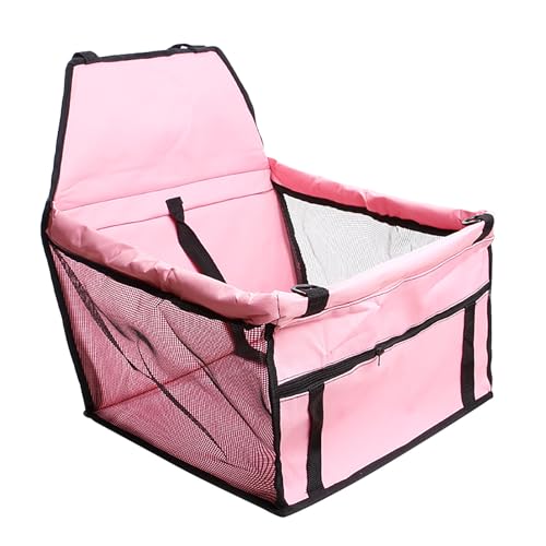 Hunde Autositz, Atmungsaktiver Faltbarer Hundeautositz Hundekorb, Faltbar Hundeautositz für Rückbank für Kleine bis Mittlere Hunde 40x30x25cm (Rosa, One Size) von Factorys