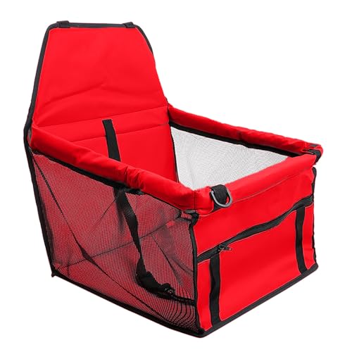 Hunde Autositz, Atmungsaktiver Faltbarer Hundeautositz Hundekorb, Faltbar Hundeautositz für Rückbank für Kleine bis Mittlere Hunde 40x30x25cm (Rot, One Size) von Factorys
