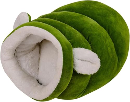 NNOVAT Katze Winter Schlafsack, Katzenschlafsack für Zimmerkatzen, weicher Plüsch großer Katzensack selbstwarmes Katzenbett, Komfortabler Halbgeschlossenes Haustierschlafbett (Grün, 50x45CM) von NNOVAT