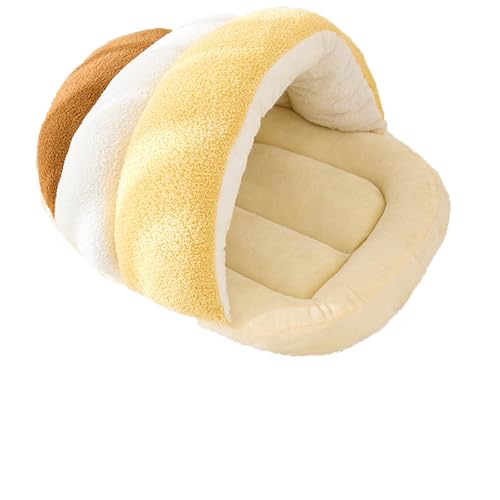 Katzenbett Gemütliches Haustierbett Slipper-Form weiches rutschfest Katzenhaus, warmes Winter Katzenhaus für drinnen für Kätzchen und mittelgroße (Gelb, L) von Factorys