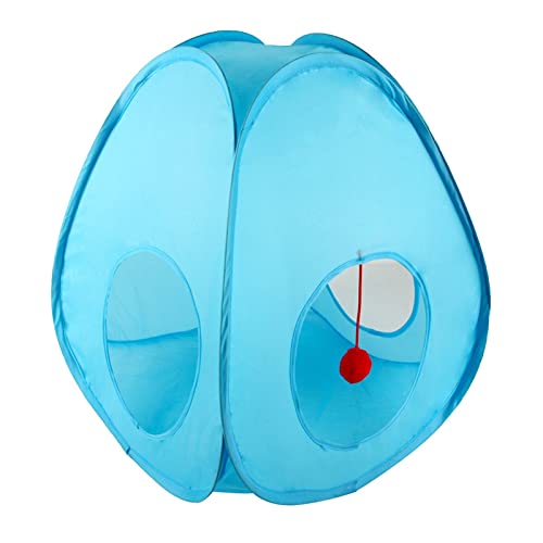 Pet Hobbies Katzenkanal, Haustier-Katzentunnel, Katzenspielzeug, Bohrfass, faltbares Katzenzelt (Blue, One Size) von Factorys