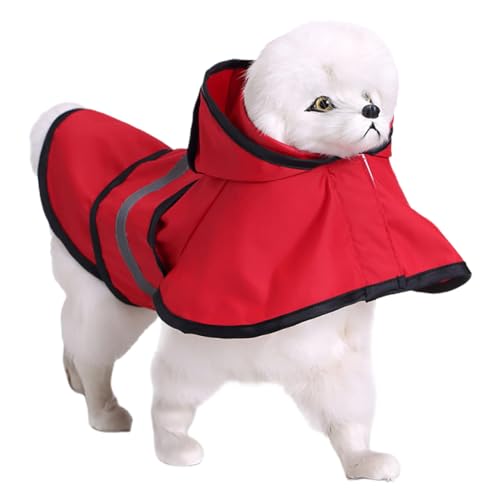 Vier Jahreszeiten Haustier Regenmantel Große und kleine Hunde Regenmantel Reflektierende Streifen Einfacher Stil Haustier Outdoor-Aktivitäten Regenausrüstung Regenbogen Regenjacke (Red, XXXXL) von Factorys