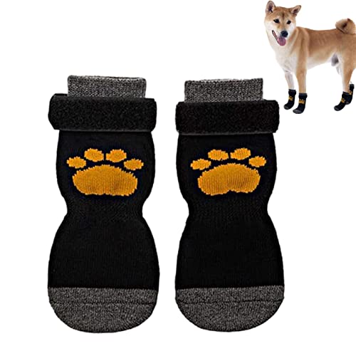 4 St Indoor Anti-Rutsch Socken Für Hunde - Weicher Verstellbarer Pfotenschutz Für Alter Hund Mit Riemen Traktionskontrolle Für Innen Hartholzböden von Facynde