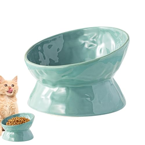 Erhöhter Futternapf für Katzen,Erhöhte Futternäpfe für Katzen aus Keramik - Keramik-Futternapf mit geneigtem Wassernapf | Breiter Futternapf für Katzen, Futter- und Tränkezubehör für Katzen von Facynde