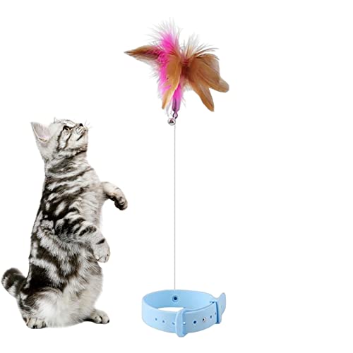 Facynde Cat Teaser Zauberstab Spielzeug,Interaktives Katzenhalsband-Spielzeug für den Innenbereich | Interaktiver Catcher Teaser und lustiges Übungsspielzeug für Kätzchen oder Katzen von Facynde