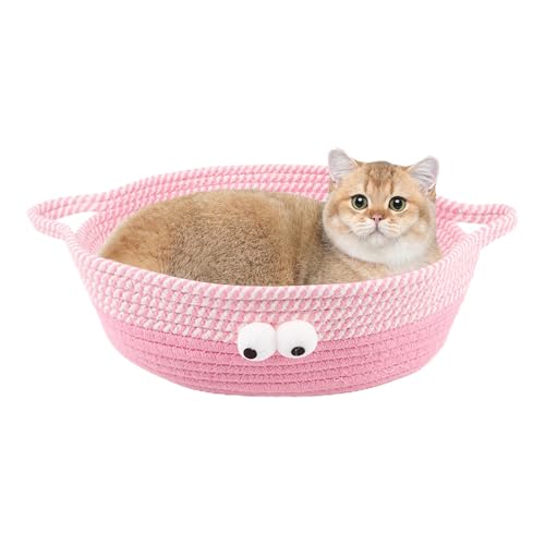 Facynde Handgewebtes Katzenbett, gewebter Katzenbettkorb | Einfacher handgewebter Katzenbettkorb - Waschbare kleine Hundenestbetten, Baumwollseil, rundes Haustierbett, Katzenkorbbett, Webbetten Facynde Handgewebtes Katzenbett, gewebter Katzenbettkorb | Einfacher handgewebter Katzenbettkorb - Waschbare kleine Hundenestbetten, Baumwollseil, rundes Haustierbett, Katzenkorbbett, Webbetten von Facynde