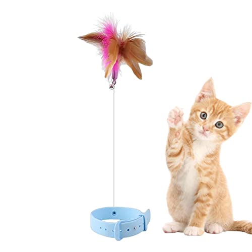Facynde Katzenstockspielzeug | Einziehbares Katzenfederspielzeug mit Halsband | Einfach zu verwendendes Mehrzweck-Haustier-Übungsspielzeug für Katzengeschenke im Innenbereich von Facynde