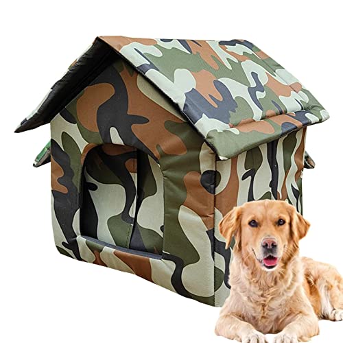 Facynde Katzenzelt | Outdoor Wasserdicht Winddicht Haustier Käfige Warm Halten Stabil Langlebig Camo Katzenzubehör mit 3 Seiten Schnalle für Kätzchen, Kätzchen, Welpen, Hunde, Kaninchen von Facynde