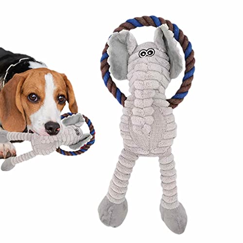 Facynde Kuscheltier Hund Kauspielzeug, Tierspielzeug für Zahnkauer, Kauspielzeug für Hunde mit Quietschen und Seil, Kauspielzeug zum Zahnen für Welpen, interaktives Spielzeug für Haustiere von Facynde
