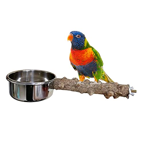 Facynde Papagei-Stehbarsch mit Schüssel, Wasserfutterschale Feeder Bird Coop Cups, Pfotenschleifstab für oder kleine mittelgroße Vögel von Facynde