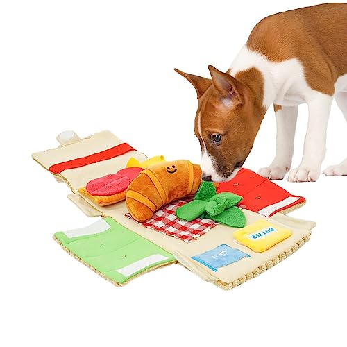 Facynde Schnüffelspielzeug für Hunde - Croissant Food Interaktives Spielzeug Squeak Snuffle Hundespielzeug,Schnüffelspielzeug für Hunde, Futtersuche, Instinkttraining, Welpenspielzeug von Facynde