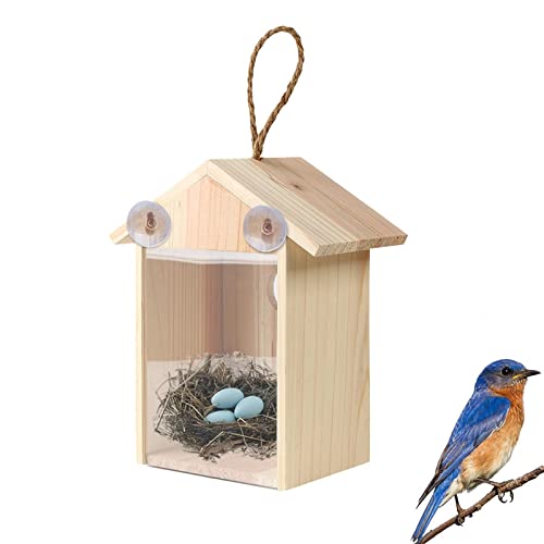 Facynde Vogelhäuschen aus Holz | Durchsichtiges, verspiegeltes Vogelhaus für den Außenbereich zum Nisten - DIY Vogelhaus für Kinder Vogelnest im Freien, Vogelhäuschen für einfache Beobachtung von Facynde