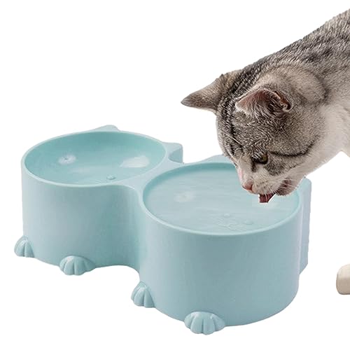 Facynde Wasser- und Futternapf-Set für Haustiere - Katzen-Design, hohes Katzengeschirr - Schützender Futternapf für Katzen, erhöhte Welpennäpfe für kleine Hunde, Tierfutter- und Wassernäpfe von Facynde