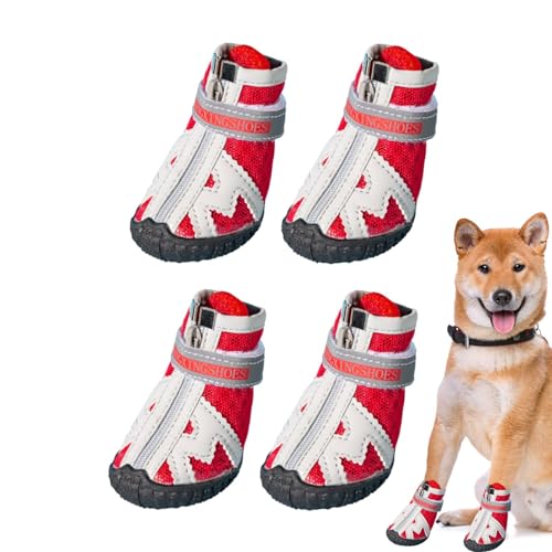 Hundeschuhe Anti-Rutsch,Hundeschuhe atmungsaktiv - 4 Stück tolle Stiefeletten für Hundepfoten,Hundeschuhe in 5 Größen verhindern EIN Verrutschen, atmungsaktive Hundeschuhe mit robuster von Facynde