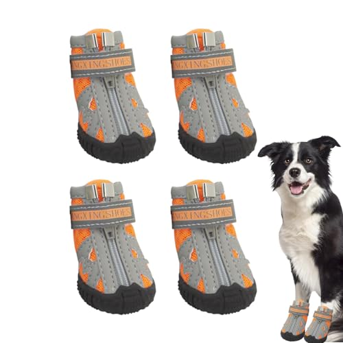 Hundeschuhe Anti-Rutsch,Hundeschuhe atmungsaktiv | Hundestiefel mit reflektierendem | Hundeschuhe in 5 Größen verhindern EIN Verrutschen, atmungsaktive Hundeschuhe mit robuster Gummisohle von Facynde