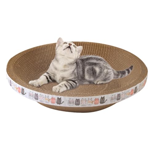 Katzen Kratzbrett Kratzpappe Für Katzen, Ovale Kratzmatte Katze Spielzeug Kratzmöbel Wellpappe, Recycelbar Kratzpad Katzenkratzbrett Aus Pappe Und Filz von Facynde