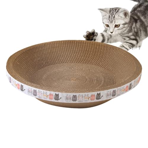 Katzen Kratzbrett Kratzpappe Für Katzen, Ovale Kratzmatte Katze Spielzeug Kratzmöbel Wellpappe, Recycelbar Kratzpad Katzenkratzbrett Aus Pappe Und Filz von Facynde