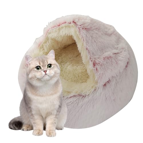 Katzenbetthöhle | Geschlossenes, beruhigendes Höhlenbett für kleine Haustiere - Maschinenwaschbares Haustierhöhlenbett, Flauschiges Katzenbett, kleines Haustierbett, abnehmbar, für große von Facynde