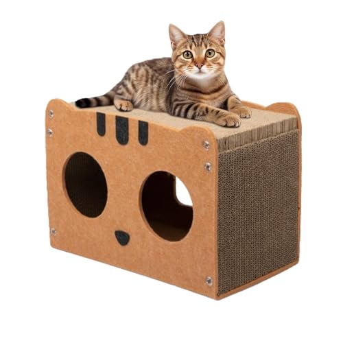 Katzenhaus aus Pappe, Katzenkratzhaus,Katzenhaus für den Innenbereich - Katzenkratzbox für Hauskatzen, abnehmbares Kratzspielzeug aus Wellpappe für den Geburtstag von Kätzchen und Katzen Katzenhaus aus Pappe, Katzenkratzhaus,Katzenhaus für den Innenbereich - Katzenkratzbox für Hauskatzen, abnehmbares Kratzspielzeug aus Wellpappe für den Geburtstag von Kätzchen und Katzen von Facynde