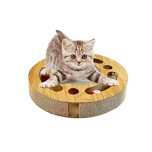 Katzenkratzkarton | Interaktive Kratzmatte für den Katzenboden mit Kugelbahn - Kratzbodenmatte für kleine, große und mittelgroße Katzen zum Krallenschleifen, Spielen, Schlafen und Ausruhen von Facynde