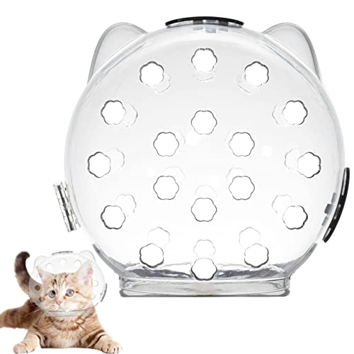 Katzenmaulkörbe zum Beißen,Hollow Space Ball Cat Helme Maulkorb | Anti-Biss-Katzenhelme, Katzenmaulabdeckung, Katzenhaube mit Doppelverschluss, transparente, atmungsaktive Katzengesichtsmaske Facynde von Facynde