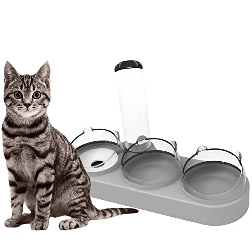 Katzennapf, Neigbar Mit Automatischer Wasserflasche, Gekippter Erhöhter Wassernapf Für Kleine Und Mittelgroße Hunde Und Katzen von Facynde