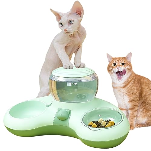 Katzennapf-Set, Abnehmbare Hunde- und Katzennäpfe mit automatischem Wasserspender, Abnehmbare, rutschfeste Tierfutter- und Wassernäpfe, Doppel-Futternäpfe für Katzen von Facynde