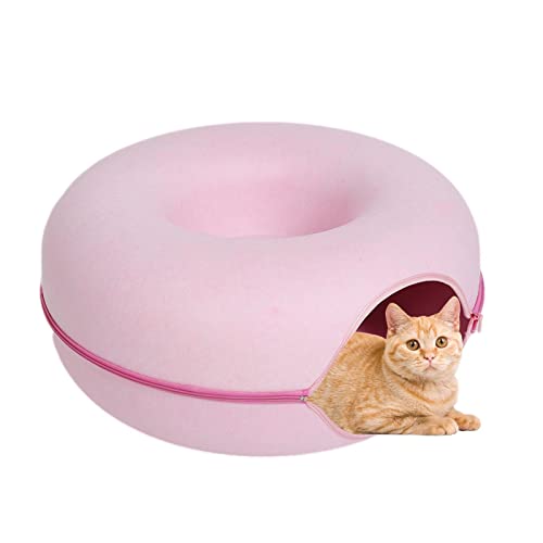 Katzenspiel-Tunnelbett - Katzentunnelbett für Hauskatzen | Katzen-Labyrinth-Spielzeug, runde Katzentunnel für Hauskatzen, ansprechender Donut-Look, intelligentes Reißverschluss-Design, Facynde von Facynde
