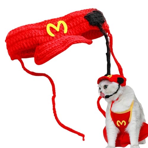 Katzenstrickmütze, gestrickte lustige Mütze für Katze | Süße gestrickte Haustier-Kellner-Kopfbedeckung - Cartoon-Haustier-Cosplay-Mützen für Welpen und Kätzchen, Weben von Katzenstrickmütze, gestrickte lustige Mütze für Katze | Süße gestrickte Haustier-Kellner-Kopfbedeckung - Cartoon-Haustier-Cosplay-Mützen für Welpen und Kätzchen, Weben von von Facynde
