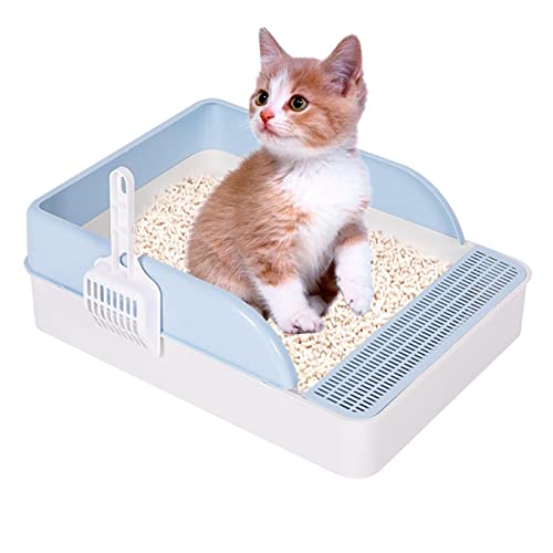 Katzentoilette | Offene Katzentoilette mit Schild - Langlebige Katzentoilette mit hohem Seitensieb für kleine Katzen, leicht zu reinigen und zusammenzubauen von Facynde
