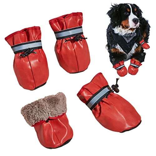 Kleine Hundestiefel - Atmungsaktive Hundestiefel - Pfotenschutz, wasserdicht, rutschfest, für kleine Hunde, mit reflektierenden Riemen, 4 Stück, für Spaziergänge im Freien im Winter von Facynde