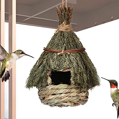 Kolibri-Nest-Dekor,Innovatives Grasvogelnest | Vogelhaus Nest Vogelkäfige Nest Gras Vogelhütte für Gartenfenster Outdoor Home Rasendekoration Facynde von Facynde