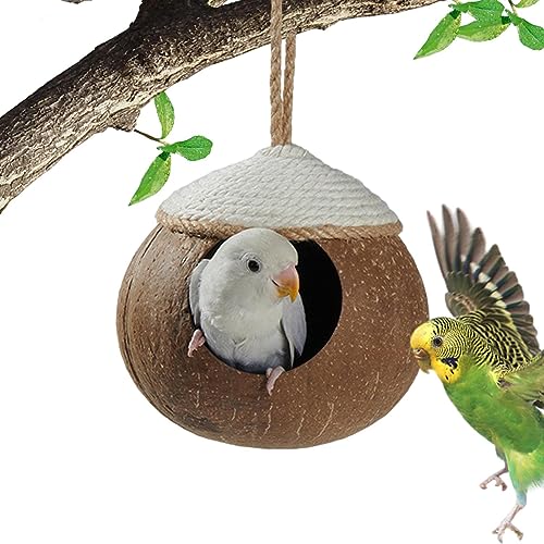 Kolibri-Vogelhaus - Papageien-Vogelbett, Kokosnuss-Kolibri-Nest für den Garten - Papageien-Lebensraumhöhle – 360° kreisförmiger Raum für Haustür, Terrasse, Facynde von Facynde