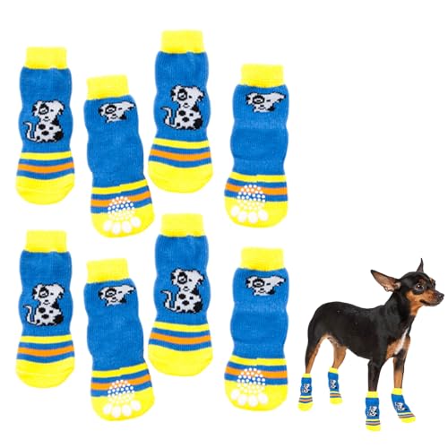 8 Stück Hundesocken, rutschfeste Hundekrallenschutz, verhindert das Lecken verletzter Pfoten, rutschfeste Hundesocken für Hartholzböden, weiche Welpensocken für kleine, mittelgroße und große Hunde (L) von Fadcaer