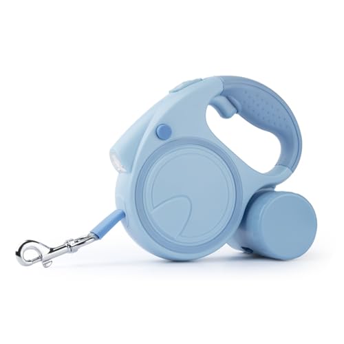 Einziehbare Hundeleine, ausziehbare Hundeleine mit LED, einziehbare Leine mit rutschfestem Griff, abnehmbarer Kotbeutelhalter für kleine, mittelgroße Hunde bis zu 25 kg, mit rutschfestem Griff, Blau Einziehbare Hundeleine, ausziehbare Hundeleine mit LED, einziehbare Leine mit rutschfestem Griff, abnehmbarer Kotbeutelhalter für kleine, mittelgroße Hunde bis zu 25 kg, mit rutschfestem Griff, Blau von Fadcaer