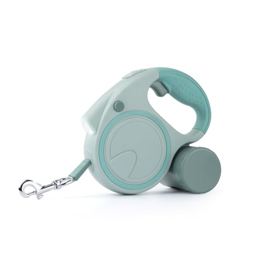 Einziehbare Hundeleine, ausziehbare Hundeleine mit LED, einziehbare Leine mit rutschfestem Griff, abnehmbarer Kotbeutelhalter für kleine, mittelgroße Hunde bis zu 25 kg, mit rutschfestem Griff, Grün Einziehbare Hundeleine, ausziehbare Hundeleine mit LED, einziehbare Leine mit rutschfestem Griff, abnehmbarer Kotbeutelhalter für kleine, mittelgroße Hunde bis zu 25 kg, mit rutschfestem Griff, Grün von Fadcaer