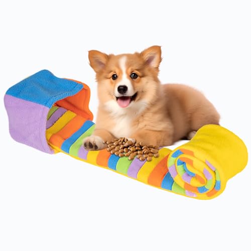 Fadcaer Hundespielzeug für Futtersuche, interaktive Schnüffelmatte für kleine und mittelgroße Hunde, quietschendes Welpenspielzeug für Training und Stressabbau (Regenbogen) von Fadcaer