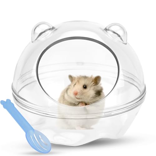 Hamster-Sandbadbehälter, Kleintier-Badewanne mit Sandschaufel, transparent, Hamster-WC, Hamster, Badezimmer für Rennmäuse, Zwerghamster, Meerschweinchen, Haustierkäfigzubehör (11 x 11 x 9 cm) von Fadcaer