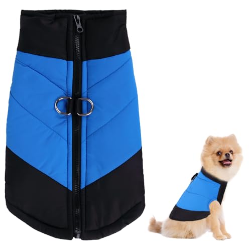 Fadcaer Hundemantel mit D-Ring - Winddichte Winterweste warme Kleidung reflektierende Jacke für Welpen und kleine Hunde (Größe M, Blau) Fadcaer Hundemantel mit D-Ring - Winddichte Winterweste warme Kleidung reflektierende Jacke für Welpen und kleine Hunde (Größe M, Blau) von Fadcaer