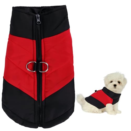 Fadcaer Hundemantel mit D-Ring, winddicht, für Welpen, Winter, warme Hundekleidung, reflektierende Weste, Haustier-Hundemantel, Welpenjacke, Weste, Kleidung, Winterjacke für Welpen, kleine Hunde, im von Fadcaer