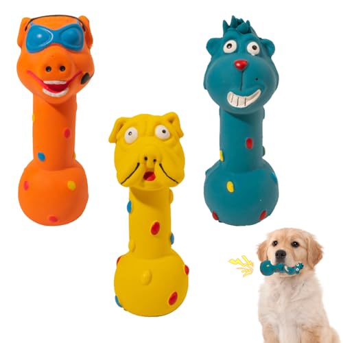 Quietschendes Hundespielzeug, Latex-Spielzeug, interaktives Gummi-Quietschball-Spielzeug für Welpen, kleine Hunde, weich, federnd, Apportierspielzeug, Kauspielzeug für Zahnreinigung und reduziert von Fadcaer